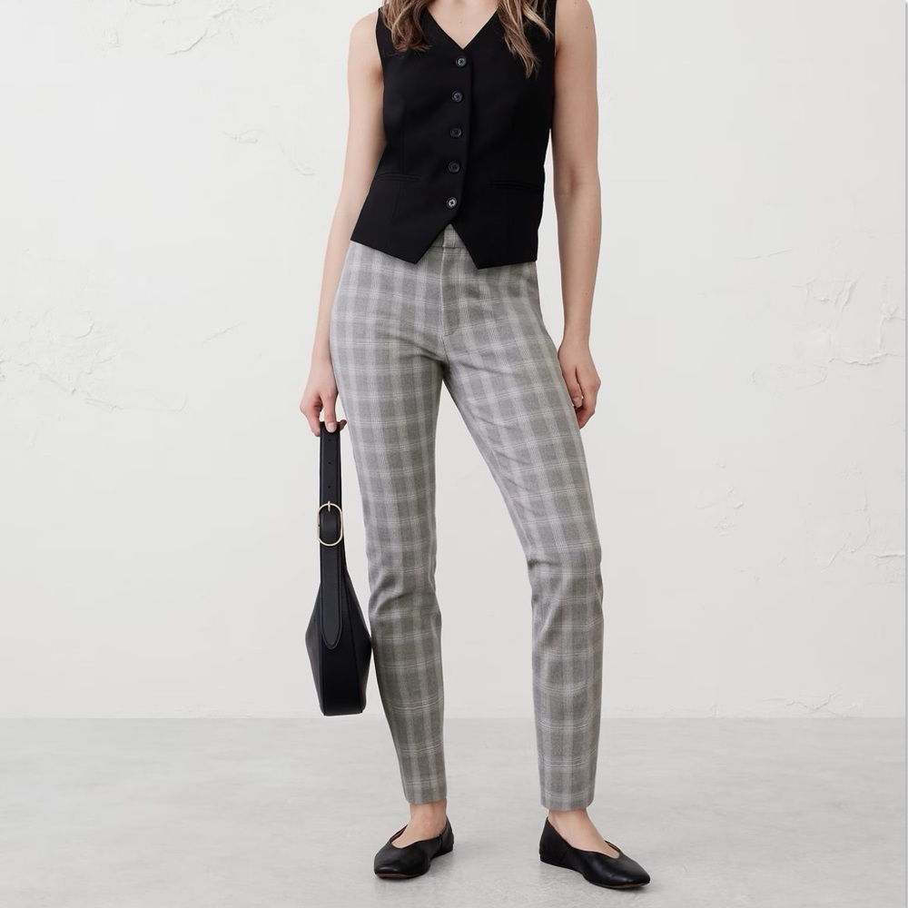 Banana Republic SLOAN SLIM HIGH-RISE ANKLE PANT Gray Plaid Size 6 NWT Office